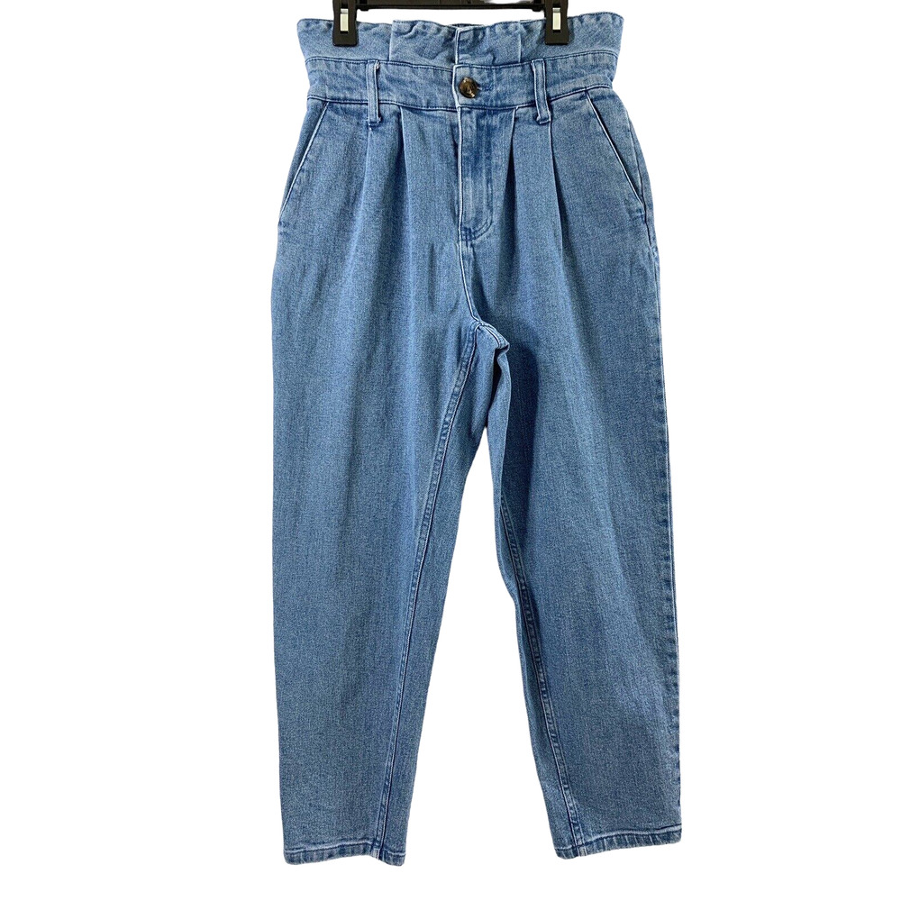 Who What Wear Jeans Womens 2 High Waist Y2K Look Pleated Tapered Leg Light Wash‎